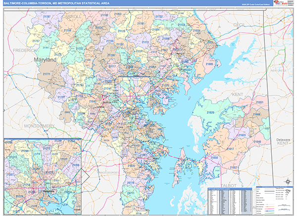 Baltimore-Columbia-Towson Metro Area Wall Map
